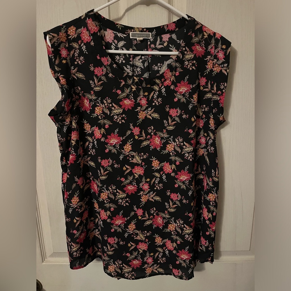 Black Top with Bright Floral Design